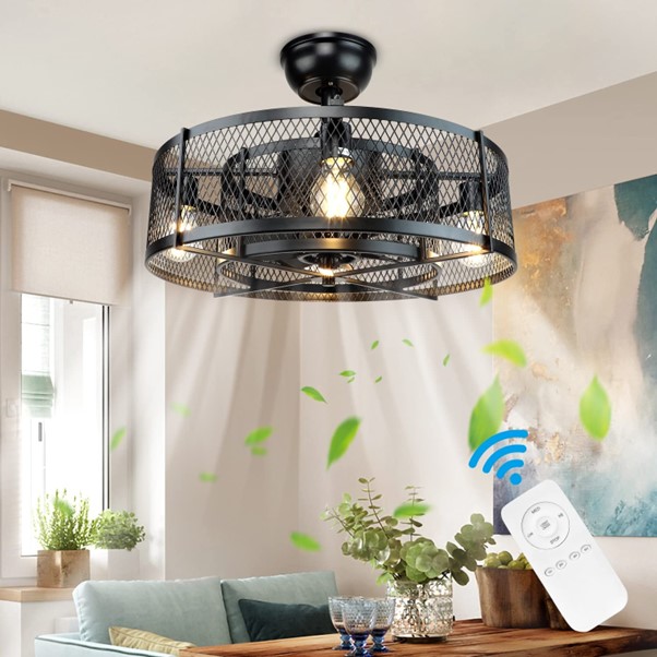 DLLT 20 Inch Caged Ceiling Fan with Light