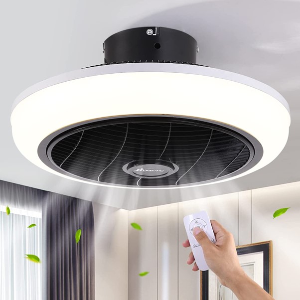 HuixuTe 18 Inch Enclosed Ceiling Fan With LED Light